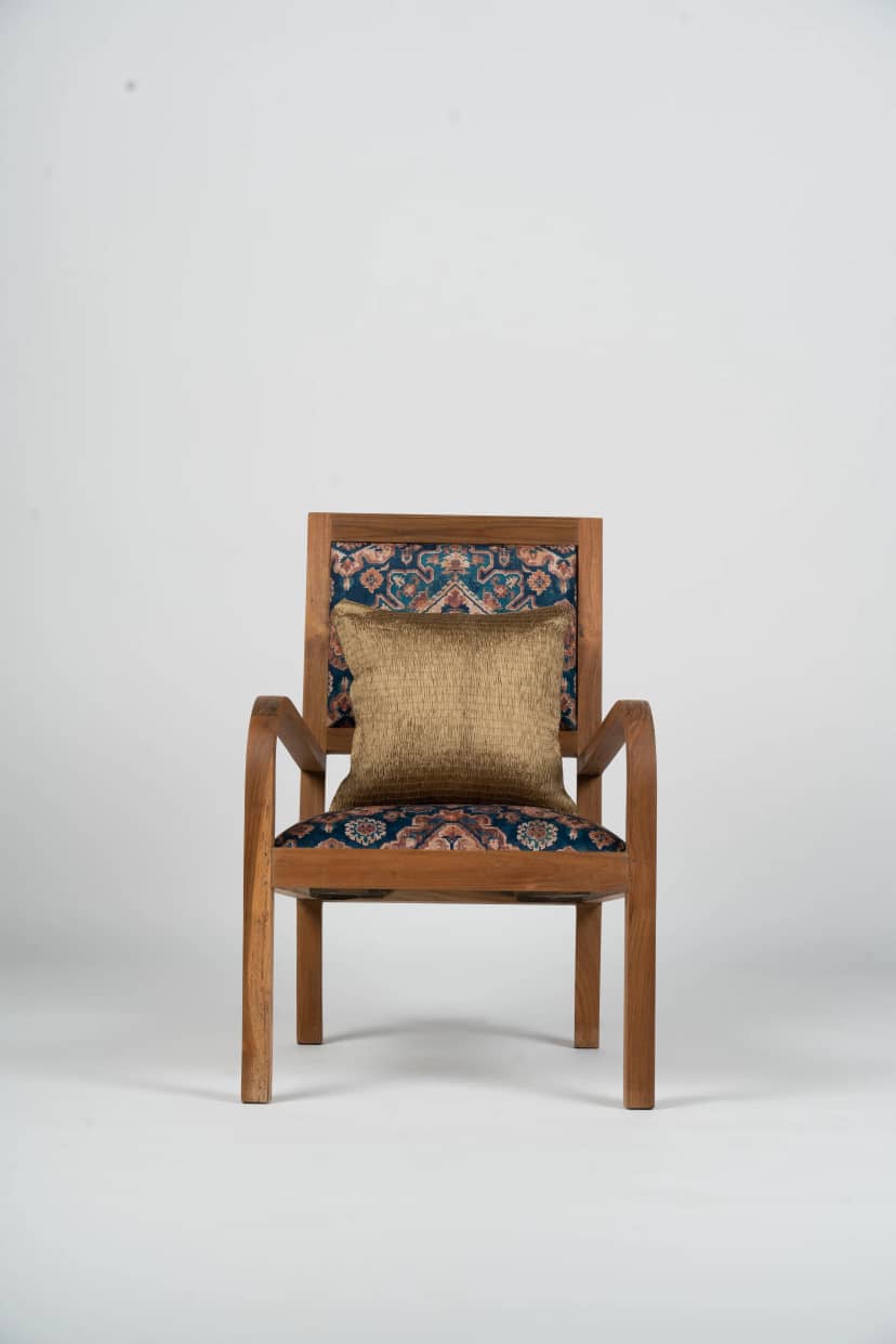 Patterned Wood Armchair 02