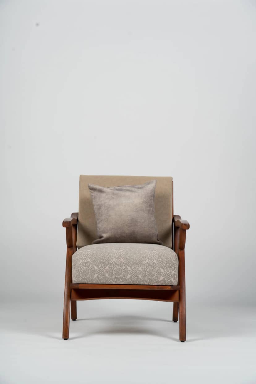 Cream Cushion Wood Chair