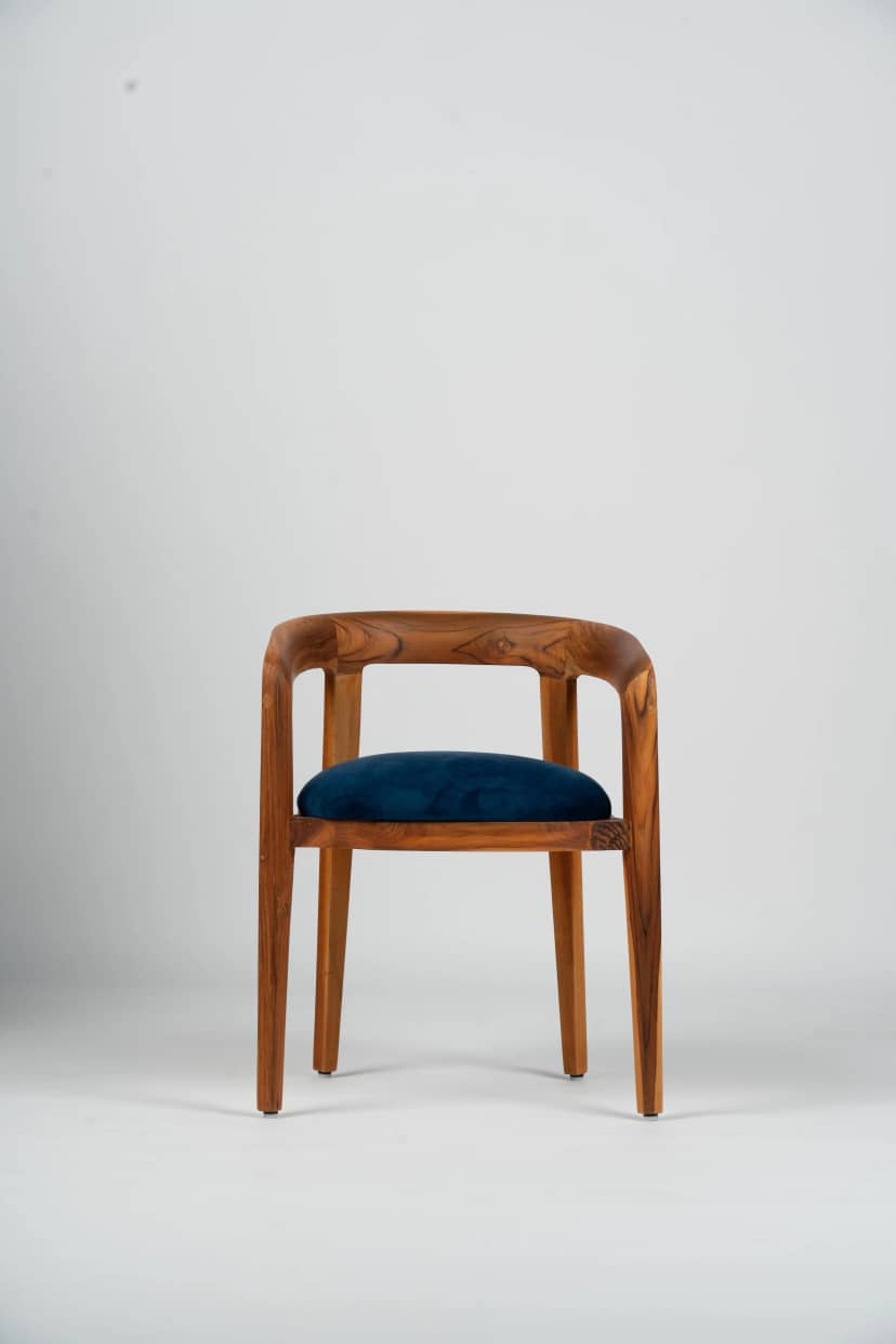 Curved Back Blue Chair