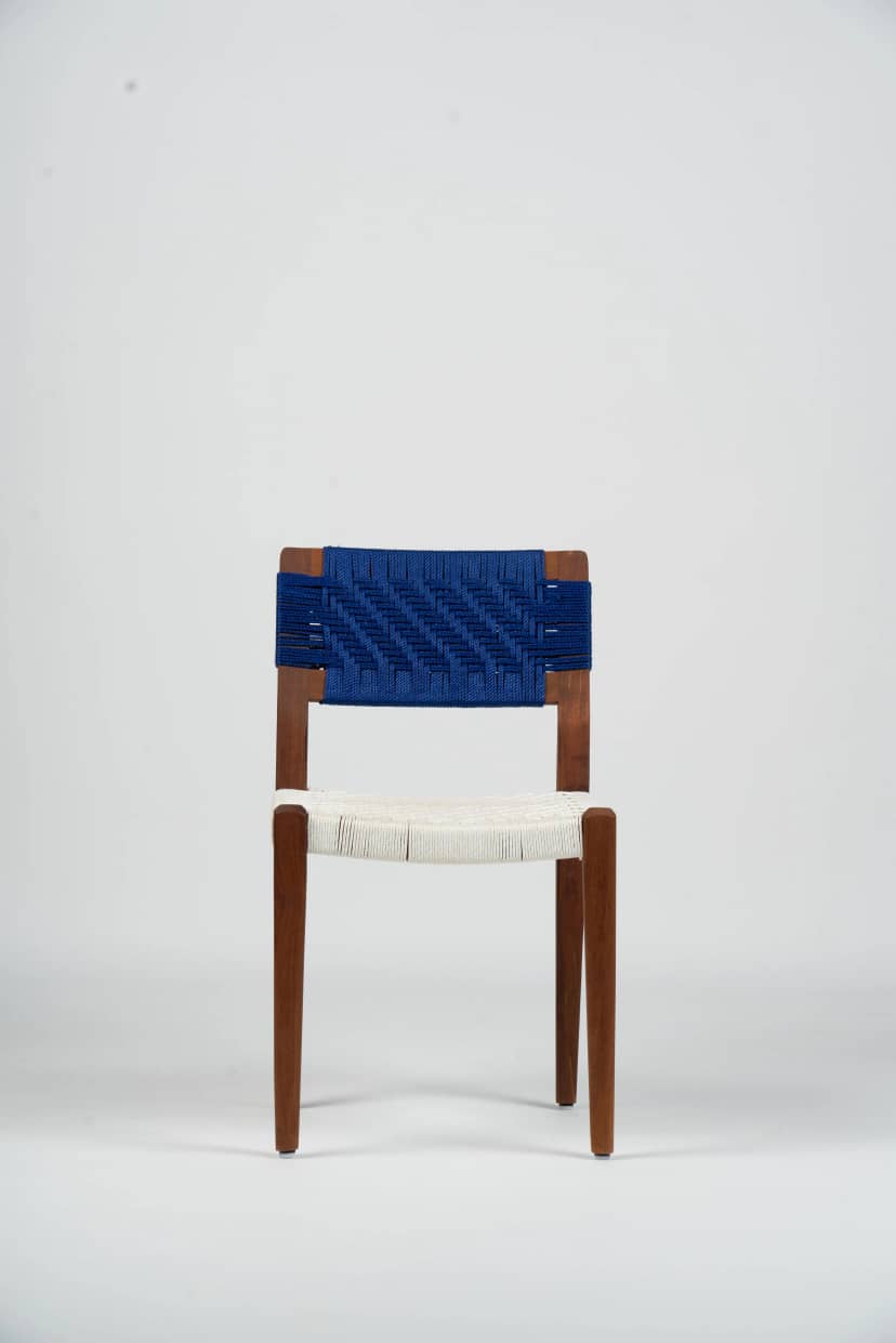 Blue White Woven Chair