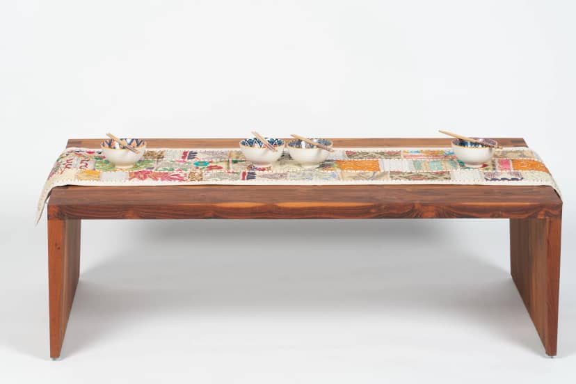 Floral Upholstered Bench